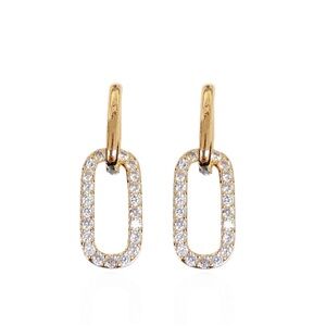 18K Gold-Filled Paperclip CZ Dangle Earrings